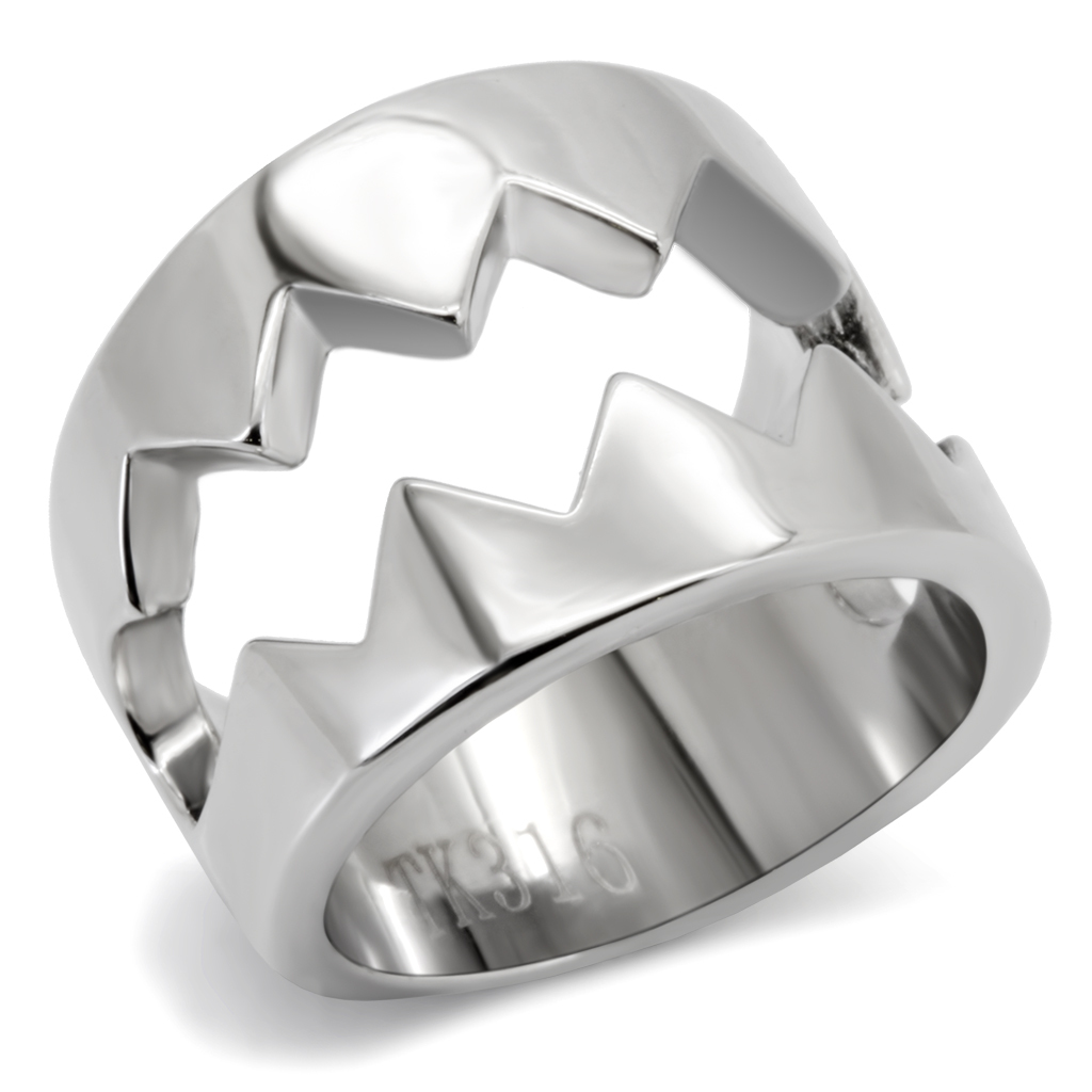 TK143 - High polished (no plating) Stainless Steel Ring with No Stone