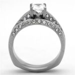 TK1435 - High polished (no plating) Stainless Steel Ring with AAA Grade CZ  in Clear