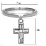 TK1438 - High polished (no plating) Stainless Steel Ring with AAA Grade CZ  in Clear