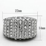 TK1447 - High polished (no plating) Stainless Steel Ring with Top Grade Crystal  in Clear