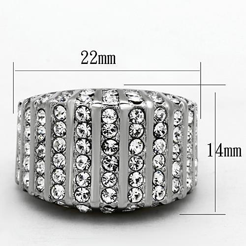 TK1447 - High polished (no plating) Stainless Steel Ring with Top Grade Crystal  in Clear