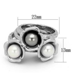 TK1449 - High polished (no plating) Stainless Steel Ring with Synthetic Pearl in Multi Color