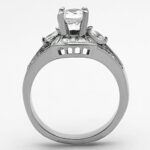 TK1451 - High polished (no plating) Stainless Steel Ring with AAA Grade CZ  in Clear