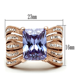 TK1490 - IP Rose Gold(Ion Plating) Stainless Steel Ring with AAA Grade CZ  in Light Amethyst