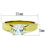 TK1511 - IP Gold(Ion Plating) Stainless Steel Ring with AAA Grade CZ  in Clear