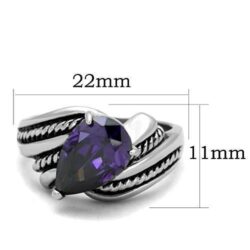 TK1515 - High polished (no plating) Stainless Steel Ring with AAA Grade CZ  in Amethyst