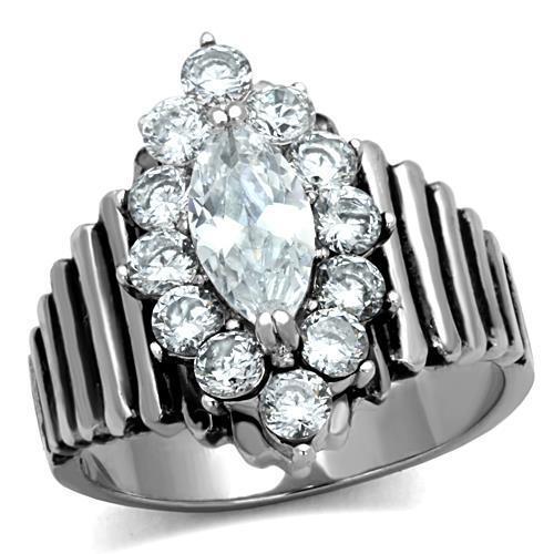 TK1517 - High polished (no plating) Stainless Steel Ring with AAA Grade CZ  in Clear