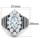 TK1517 - High polished (no plating) Stainless Steel Ring with AAA Grade CZ  in Clear