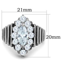 TK1517 - High polished (no plating) Stainless Steel Ring with AAA Grade CZ  in Clear