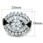 TK1523 - Two-Tone IP Black Stainless Steel Ring with AAA Grade CZ  in Clear