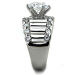 TK1524 - High polished (no plating) Stainless Steel Ring with AAA Grade CZ  in Clear