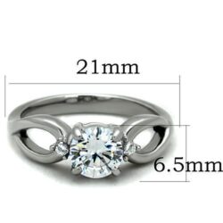 TK1539 - High polished (no plating) Stainless Steel Ring with AAA Grade CZ  in Clear