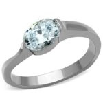 TK1542 - High polished (no plating) Stainless Steel Ring with AAA Grade CZ  in Clear