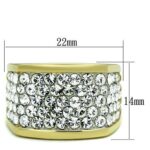 TK1545 - Two-Tone IP Gold (Ion Plating) Stainless Steel Ring with Top Grade Crystal  in Clear