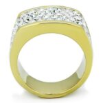 TK1545 - Two-Tone IP Gold (Ion Plating) Stainless Steel Ring with Top Grade Crystal  in Clear