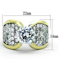 TK1547 - Two-Tone IP Gold (Ion Plating) Stainless Steel Ring with AAA Grade CZ  in Clear