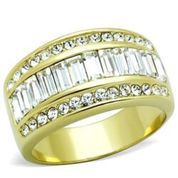 TK1561 - IP Gold(Ion Plating) Stainless Steel Ring with Top Grade Crystal  in Clear