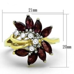 TK1565 - Two-Tone IP Gold (Ion Plating) Stainless Steel Ring with Synthetic Synthetic Glass in Amethyst