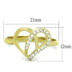 TK1586 - IP Gold(Ion Plating) Stainless Steel Ring with AAA Grade CZ  in Clear