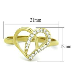 TK1586 - IP Gold(Ion Plating) Stainless Steel Ring with AAA Grade CZ  in Clear