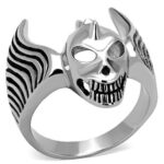 TK1599 - High polished (no plating) Stainless Steel Ring with Epoxy  in Jet