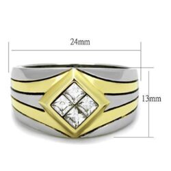 TK1610 - Two-Tone IP Gold (Ion Plating) Stainless Steel Ring with Top Grade Crystal  in Clear