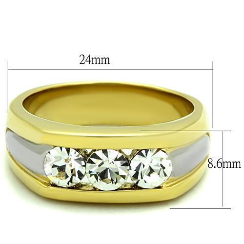 TK1615 - Two-Tone IP Gold (Ion Plating) Stainless Steel Ring with Top Grade Crystal  in Clear