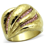 TK1638 - IP Gold(Ion Plating) Stainless Steel Ring with Top Grade Crystal  in Light Rose