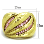 TK1638 - IP Gold(Ion Plating) Stainless Steel Ring with Top Grade Crystal  in Light Rose