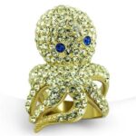 TK1640 - IP Gold(Ion Plating) Stainless Steel Ring with Top Grade Crystal  in Multi Color