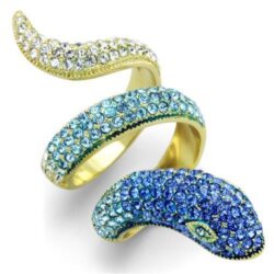 TK1641 - IP Gold(Ion Plating) Stainless Steel Ring with Top Grade Crystal  in Multi Color