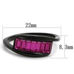 TK1664 - IP Black(Ion Plating) Stainless Steel Ring with Top Grade Crystal  in Fuchsia