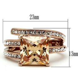 TK1665 - IP Rose Gold(Ion Plating) Stainless Steel Ring with AAA Grade CZ  in Champagne