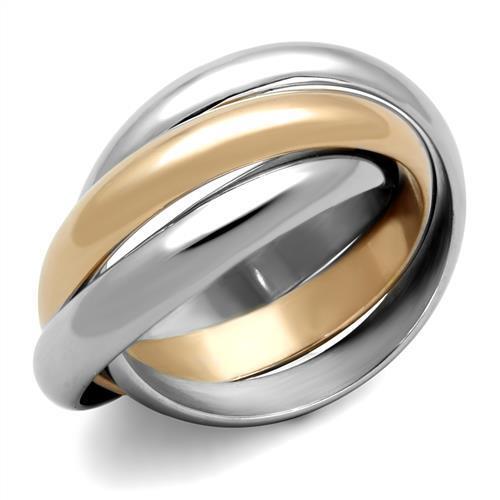 TK1670 - Two-Tone IP Rose Gold Stainless Steel Ring with No Stone