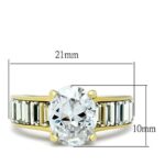 TK1675 - IP Gold(Ion Plating) Stainless Steel Ring with AAA Grade CZ  in Clear