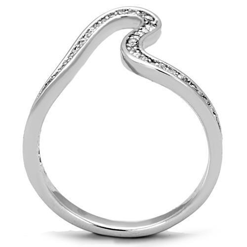 TK1680 - High polished (no plating) Stainless Steel Ring with AAA Grade CZ  in Clear