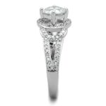 TK1681 - High polished (no plating) Stainless Steel Ring with AAA Grade CZ  in Clear