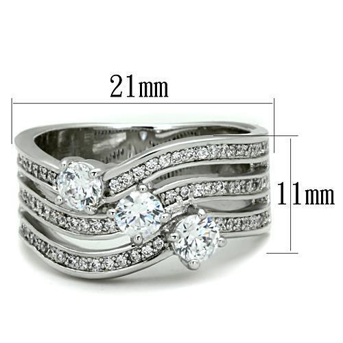 TK1683 - High polished (no plating) Stainless Steel Ring with AAA Grade CZ  in Clear