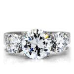 TK168 - High polished (no plating) Stainless Steel Ring with AAA Grade CZ  in Clear