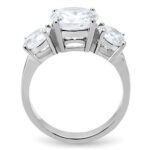 TK168 - High polished (no plating) Stainless Steel Ring with AAA Grade CZ  in Clear