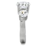 TK168 - High polished (no plating) Stainless Steel Ring with AAA Grade CZ  in Clear