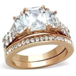 TK1690 - IP Rose Gold(Ion Plating) Stainless Steel Ring with AAA Grade CZ  in Clear