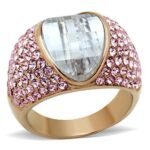 TK1692 - IP Rose Gold(Ion Plating) Stainless Steel Ring with AAA Grade CZ  in Clear