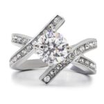 TK169 - High polished (no plating) Stainless Steel Ring with AAA Grade CZ  in Clear