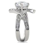 TK169 - High polished (no plating) Stainless Steel Ring with AAA Grade CZ  in Clear