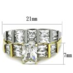 TK1708 - Two-Tone IP Gold (Ion Plating) Stainless Steel Ring with AAA Grade CZ  in Clear