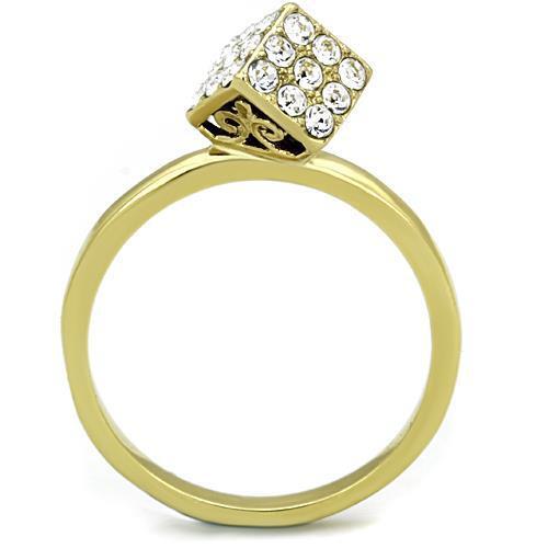 TK1725 - IP Gold(Ion Plating) Stainless Steel Ring with Top Grade Crystal  in Clear