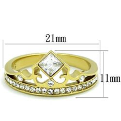 TK1727 - IP Gold(Ion Plating) Stainless Steel Ring with AAA Grade CZ  in Clear