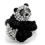 TK1735 - Two-Tone IP Black Stainless Steel Ring with Top Grade Crystal  in Black Diamond