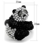 TK1735 - Two-Tone IP Black Stainless Steel Ring with Top Grade Crystal  in Black Diamond